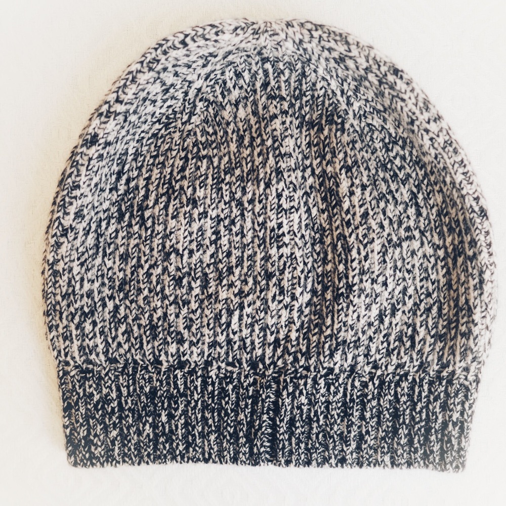 J.Crew Ribbed Knit Black and White Beanie